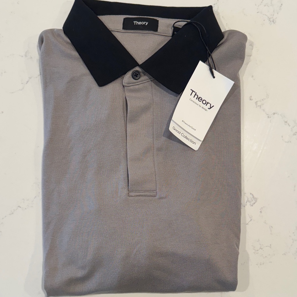 Theory Men's Polo Shirt in Gray and Black